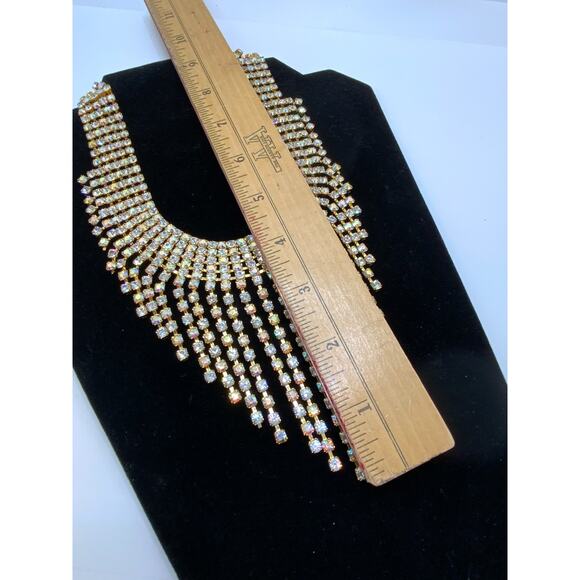 1970's VTG Las Vegas SHOWGIRL STAGE Rhinestone Choker AURORA BOREALIS - Picture 6 of 11